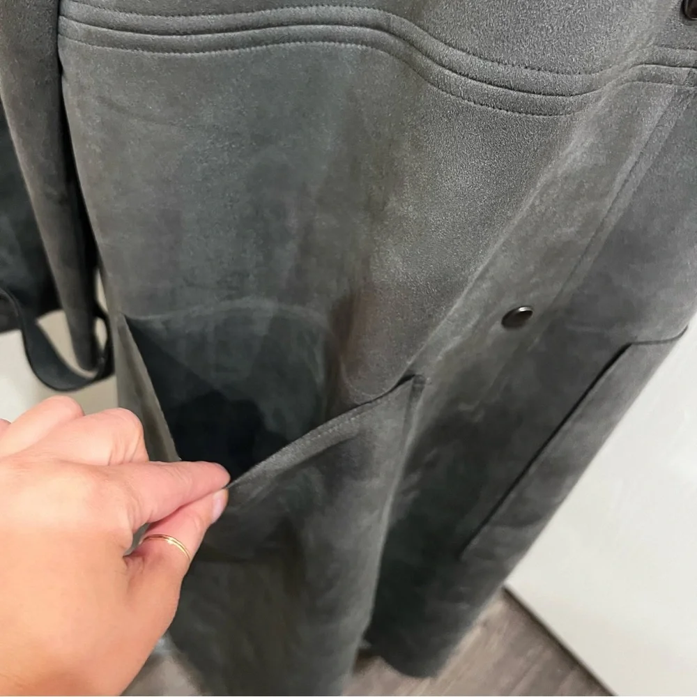 NWT Tahari Faux Suede Long Jacket Coat